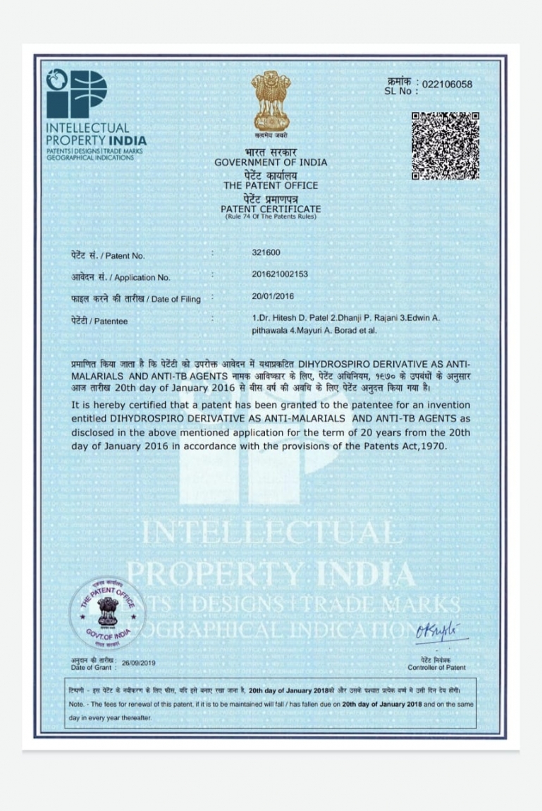 Microcare lab patent Certificate